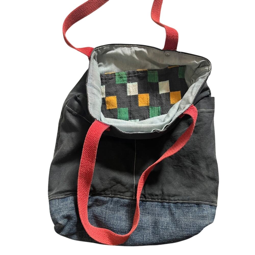 Patchwork denim bag small tote